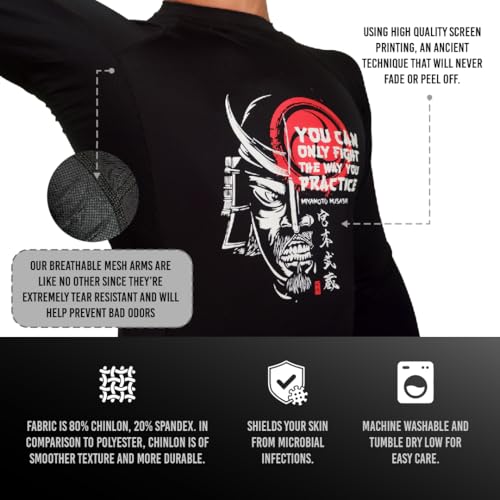 Dioscuri Rash Guard Jiu Jitsu Long Sleeve Compression for MMA Jiu Jitsu Training Zen Buddhist Message by Miyamoto Musashi4