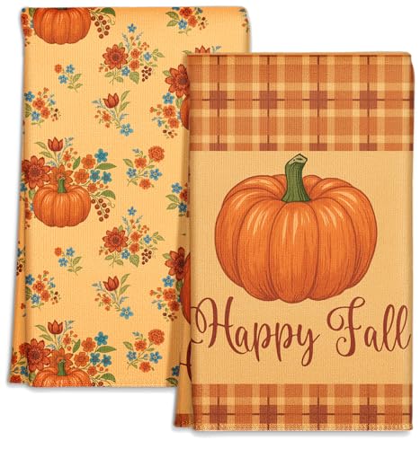 Miss Adola Fall Kitchen Towels Set of 2 - Fall Kitchen Dish Towels 18x26 Inches Microfiber...