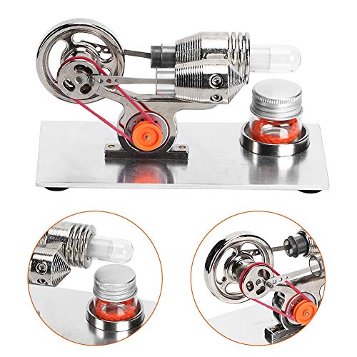 Kit motore Stirling, motore ad aria calda Stirling Motore Motore a vapore in miniatura Potenza Fisica Giocattolo da laboratorio Insegnamento Modello Strumento Argento, Regali per adulti Bambini
