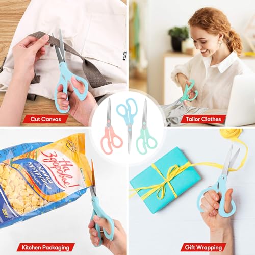 Pastel Scissors, Niutop 8\" All Purpose Scissors Heavy Duty Ergonomic Comfort Grip Shears Sharp Scissors for Office Home Household Sewing High/Middle School Students Teacher Art Craft DIY Supplies