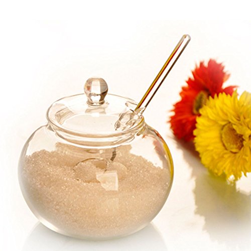 BigFamily – Pote de vidro transparente de cristal para cozinhar temperos e açúcar, 250 ml de cilindr