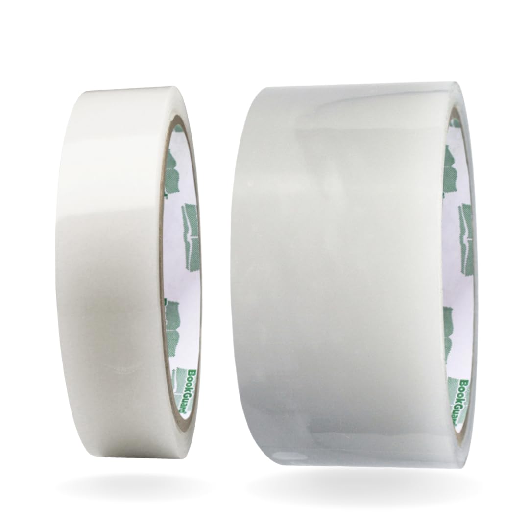 BookGuard 2 inch and 1 inch Stretchable Clear Book Repair Tape Bundle
