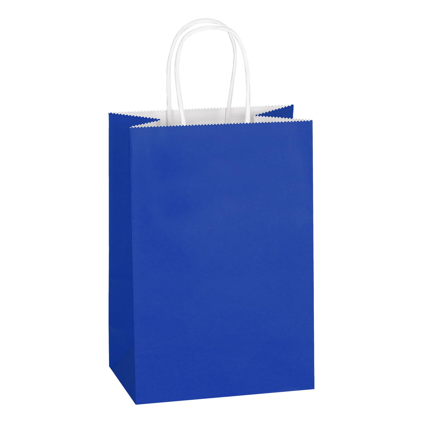 Mlyta 100 Pack 5.25x3.25x8.5 Inch Small Royal Blue Kraft Paper Gift Bags with Handles Bul…