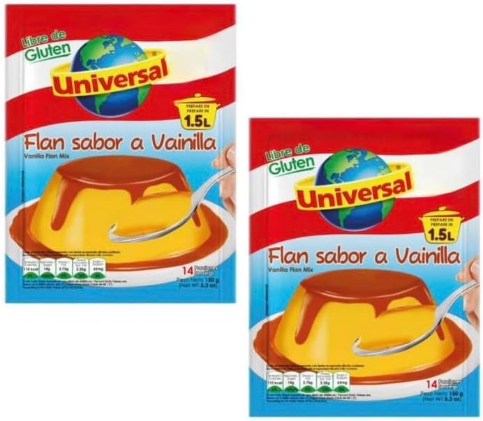 Flan Sabor de Vainilla - Universal - 150g - Makes 14 servings per bag - 2 PACK
