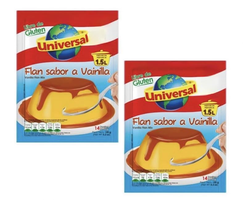 Flan Sabor de Vainilla - Universal - 150g - Makes 14 servings per bag - 2 PACK