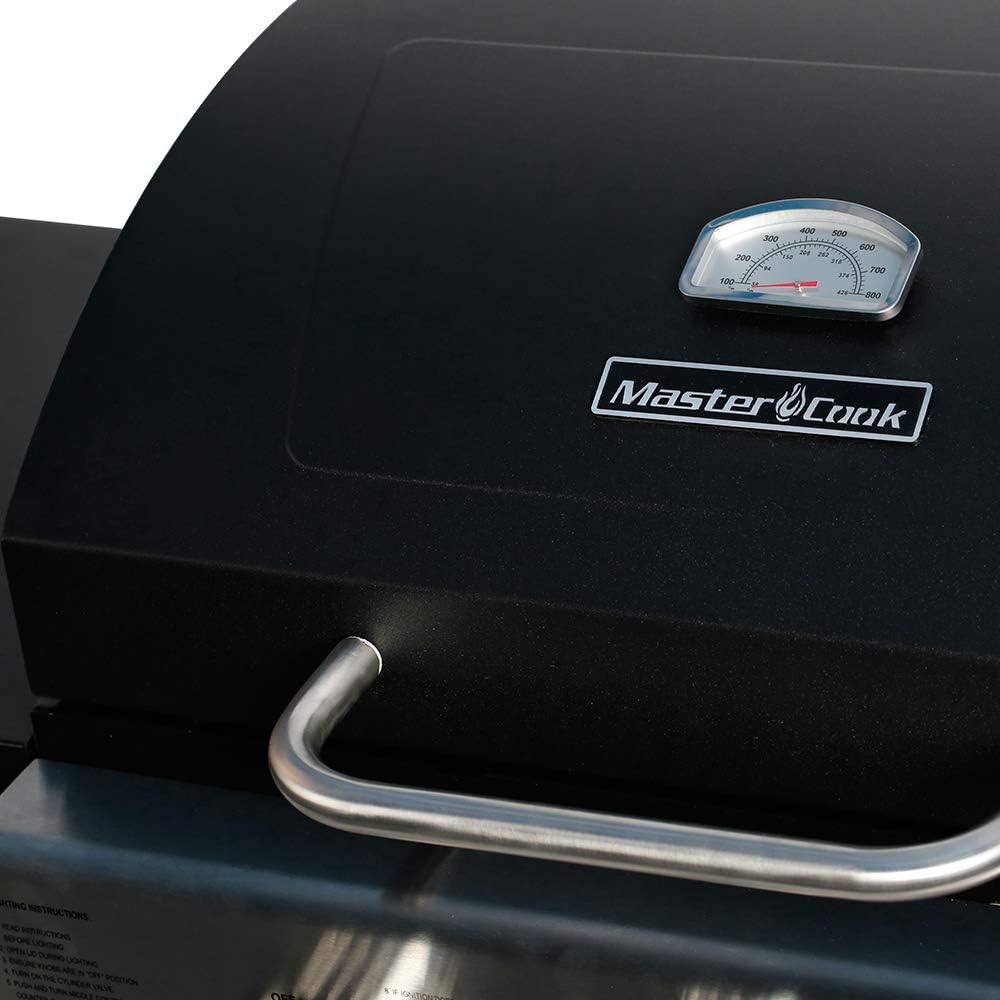 MASTER COOK Classic Liquid Propane Gas Grill, 3 Bunner with Folding Table, Black: Garden & Outdoor