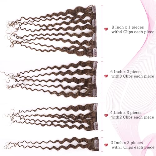 Wepwcod Curly Clip in Hair Extensions Real Human Hair 8Pcs With 18 Clips Clip in Hair Extensions for Women Curly Clip ins Soft & Natural 120g (Brown-JC, 16 inch) - Image 3