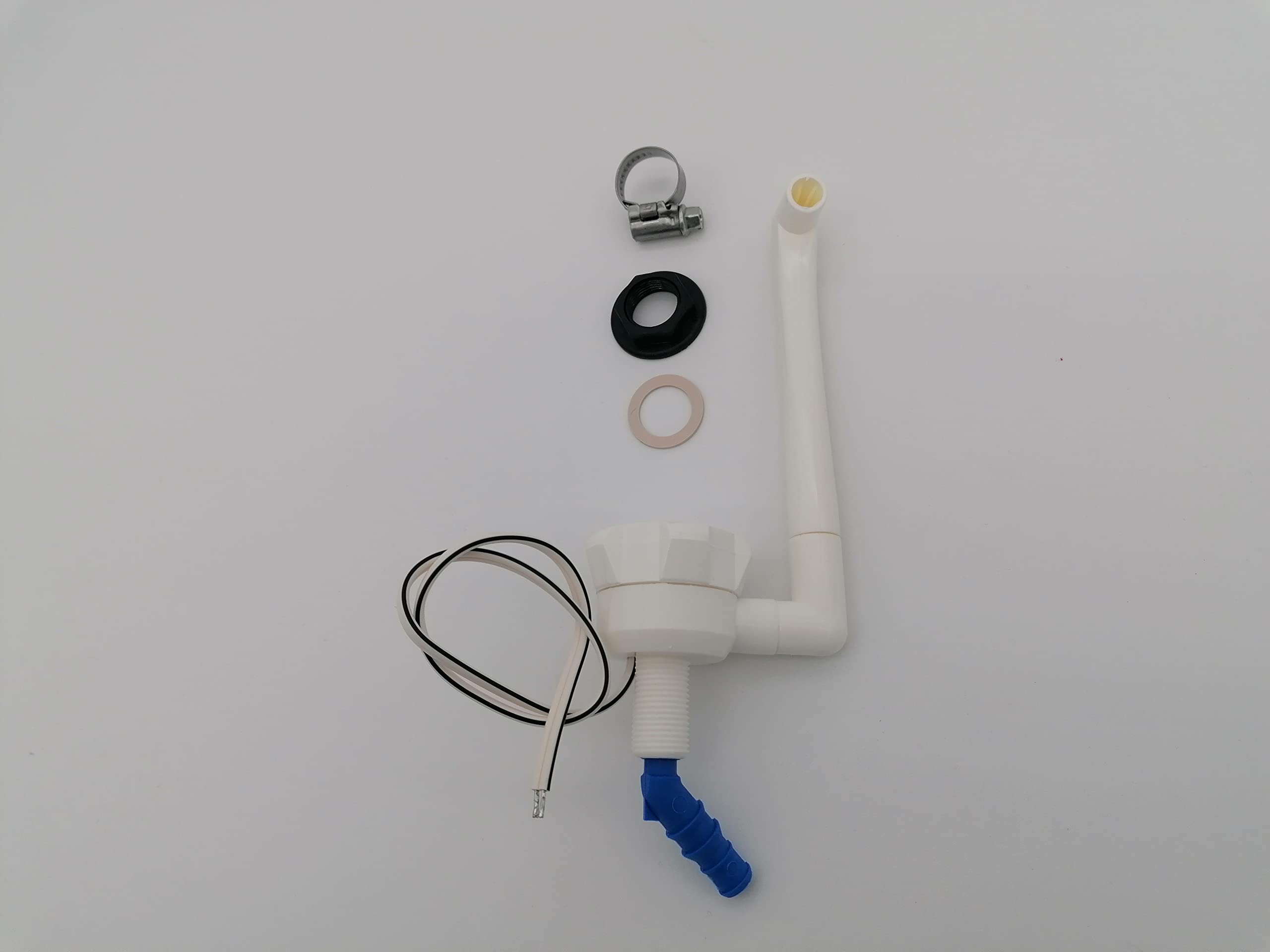CR-MOESANCO Kit Rubinetto Lavabo Roulotte con Interruttore + Morsetto in Acciaio Inox per Camper Cucina Barca, Termoplastica, Bianco