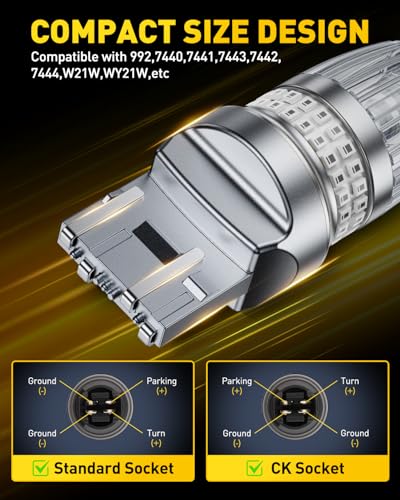 Image of AUXITO 7440 7443 LED Bulb Red Brake Lights Tail Lights, 700% Brighter 7441 7444 T20 992 WY21W LED Bulbs with Projector for Stop Third Brake Backup Tail Signal Marker Light, Pack of 2