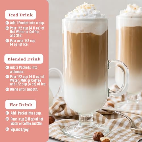 Image of The Frozen Bean Hazelnut Latte Coffee Frappe & Latte Instant Mix (10 Sticks), Made with Arabica Coffee, Double Shot Caffeine, Low Sugar & Premium Ingredients, Hot, Iced