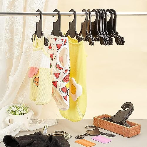 20 Schwarze Haustier-Kleiderbügel, 12,7 x 17,8 cm & 15,2 x 17,8 cm, Niedliche Hundepfotenform, Kunststoff-Kleiderständer für Babys, Hunde, Katzen, Kleiner Mantel