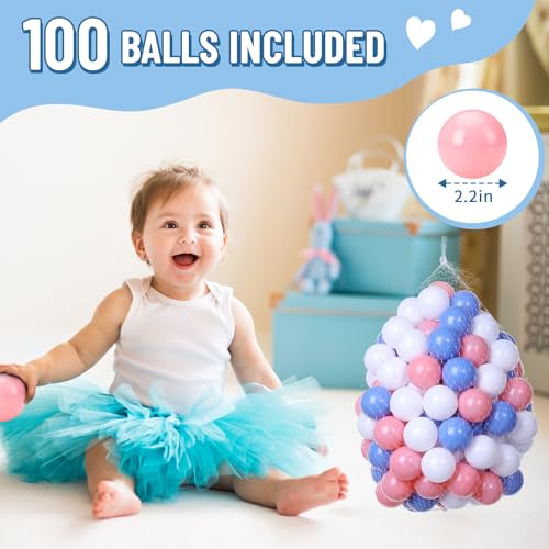 image for Wilwolfer Foam Ball Pit for Toddlers with 100 Balls, Large Baby Ball P