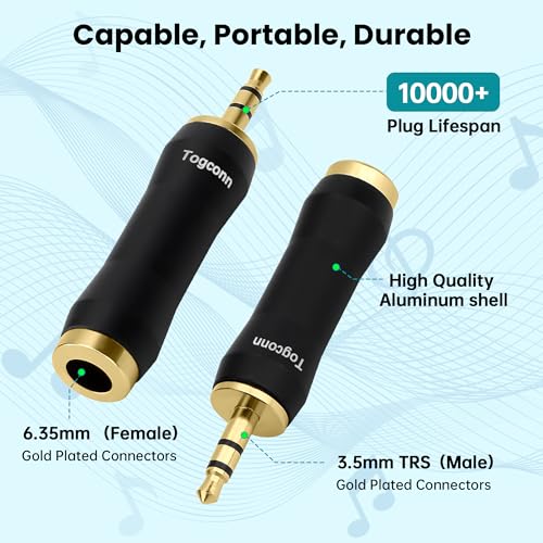 Image of 3.5mm TRS Male to 6.35mm Female Adapter 2 Pack