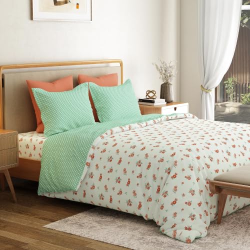 Image of Mytrident Bedsheet for Double Bed King Size |108 inch x 108 inch | Little Bloom Green