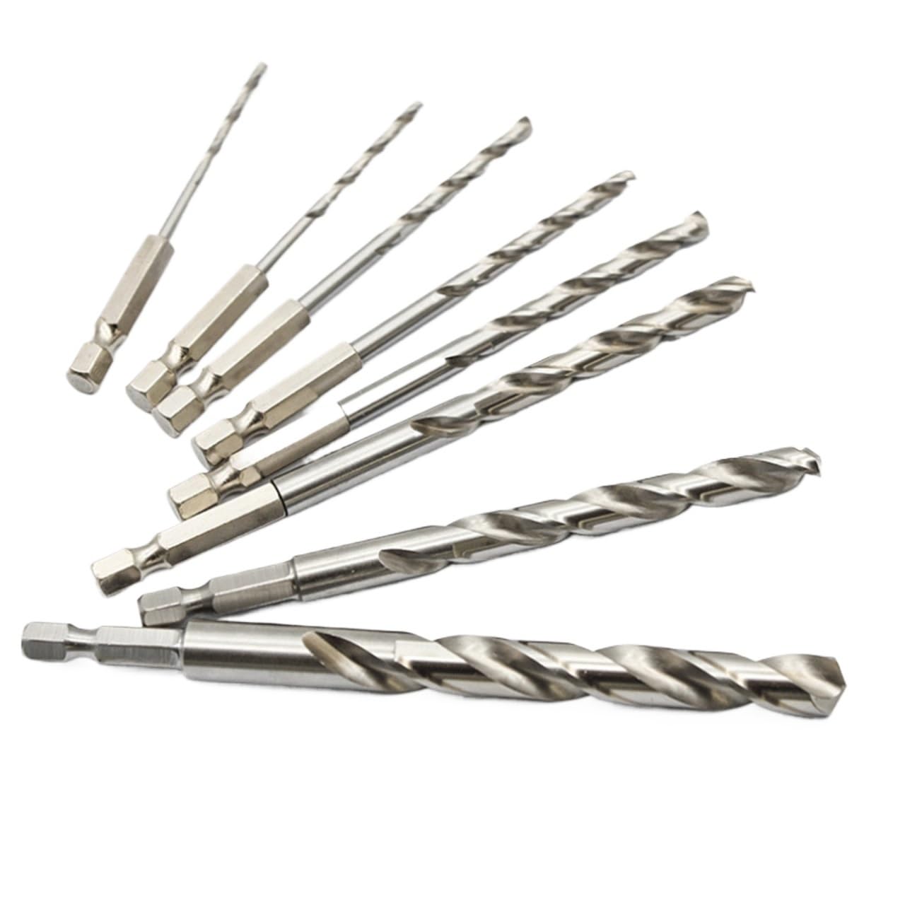 Brocas Metal 5 Uds HSS Broca Helicoidal De Acero Alta Velocidad 1/4 Vástago Hexagonal Repuesto Herramienta Eléctrica Con Mango 3/4/5/6/8/10mm(5pcs 10mm)