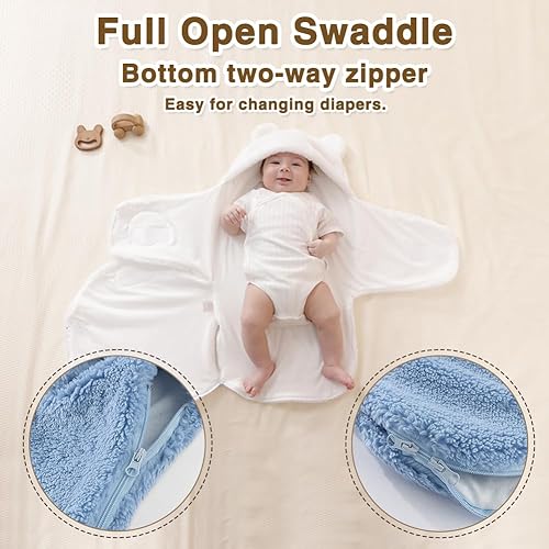 Image of AiWMGL Baby Winter Fleece Swaddle Blanket Boys Girls Warm Soft Plush Sacks Adjustable 3-6 Months Newborn Swaddling Wrap