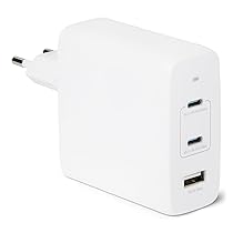 Amazon Basics Caricabatterie da Parete Nano GaN USB-C con Ricarica Rapida, 120W a 3 Porte per Laptop, Tablet e Smartphone, Bianco