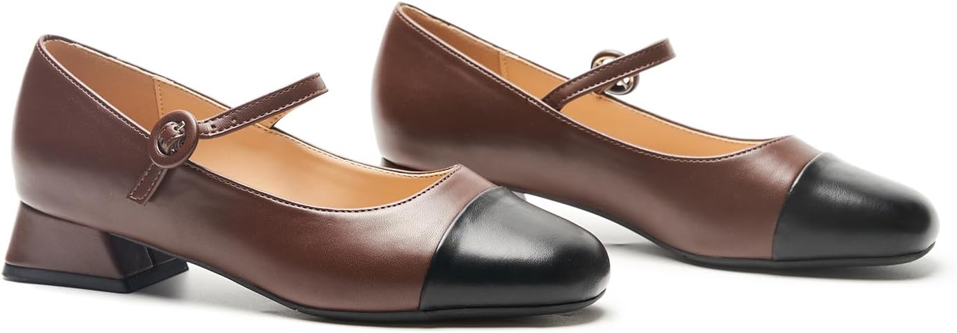 C.Paravano Women’s Mary Jane Pumps Low Block Heel Ankle Strap Round Toe – Comfortable Dress Shoes for Work,Party,Wedding, Formal Events & Casual Outfits