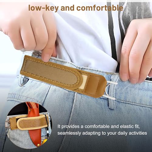 Image of 2 Pcs Buckle Less Belt for Men, Buckle Free Belt for Men, Tactical Belt Elastic Webbing with Tactical Metal Hook Elastic Belt Closure
