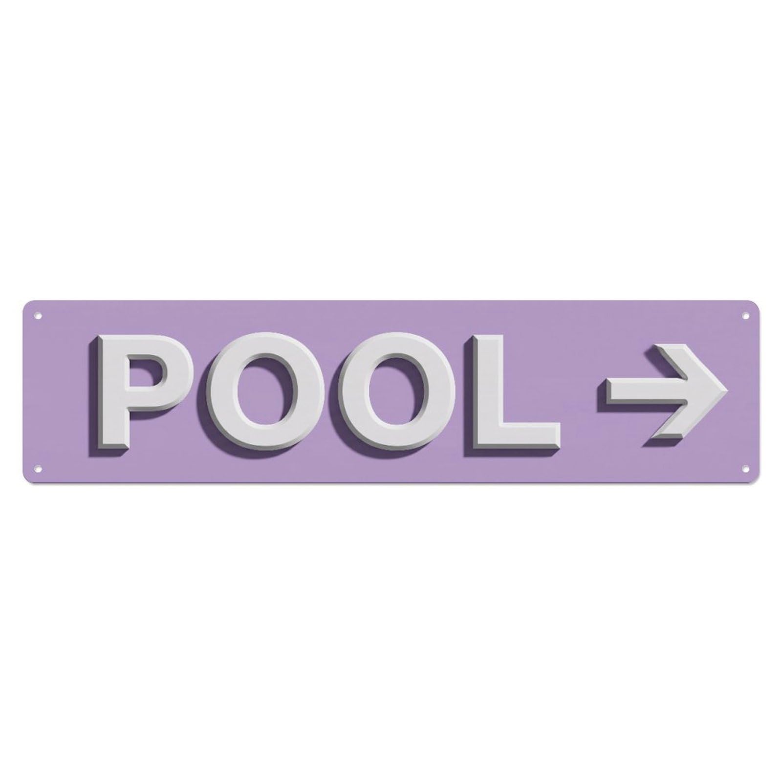 Swimming Pool Lavender Purple Metal Tin Skinny Sign Plaque Wall Decor for Cafe, Club Bar, Office, Home Garden Metal Poster 4x16Inch