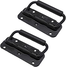 LEEQ Poignée de Boîte à Ressort - 2 Pièces Poignées de Caisse Pliantes, Poignée Pliante Métal Traction Boîte, Poignée Levage Boîte Outils Ressort, Poignée Pliante à Ressort Noir