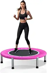 NOVEVE Trampolim Jump Profissional,Jump Cama Elastica Ginástica Com Capa Saia Diâmetro 1 M 200kg Rosa