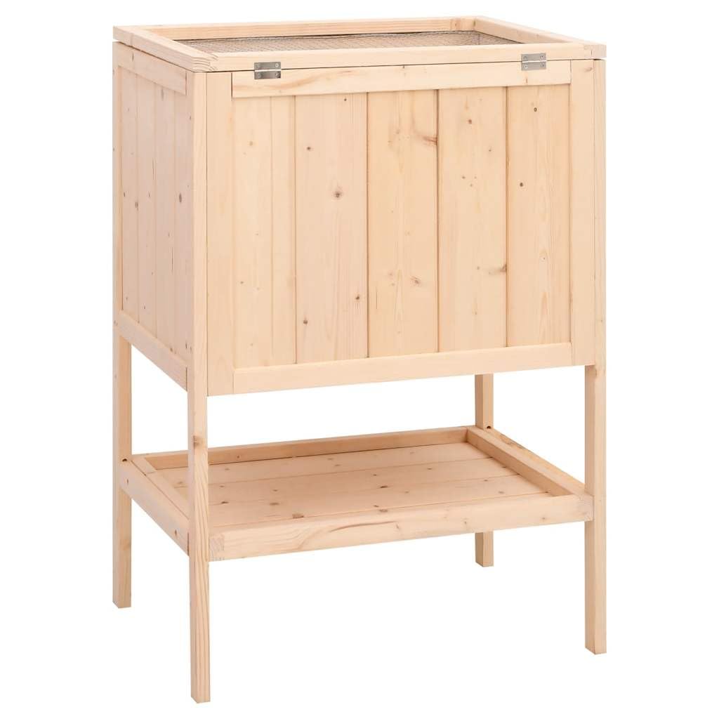 Jaula hámster madera maciza abeto 55x40x80 cm con escalera de dos niveles, techo rejilla metálica abierta, frontal acrílico transparente, estante de almacenamiento, para hámster Gerbille