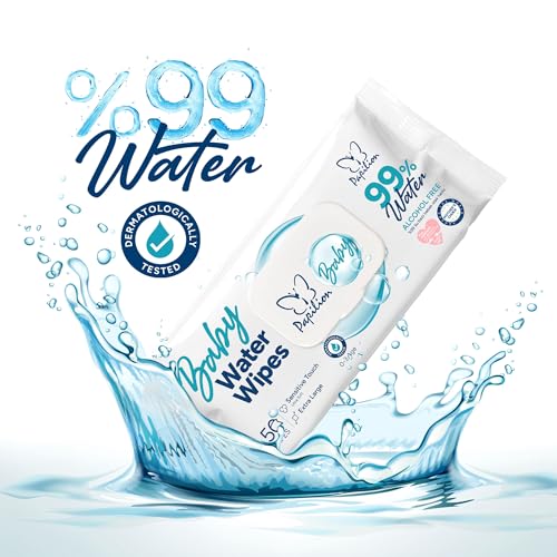 Image of PAPILION 99% Water Baby Wipes, Extra Large Diaper Wipes for Sensitive Skin, Fragrance-Free, Dermatologically Tested, Soft & Durable Fabric, Flip-Top Pack, Gentle Cleansing, 50 PCS X 12 Units
