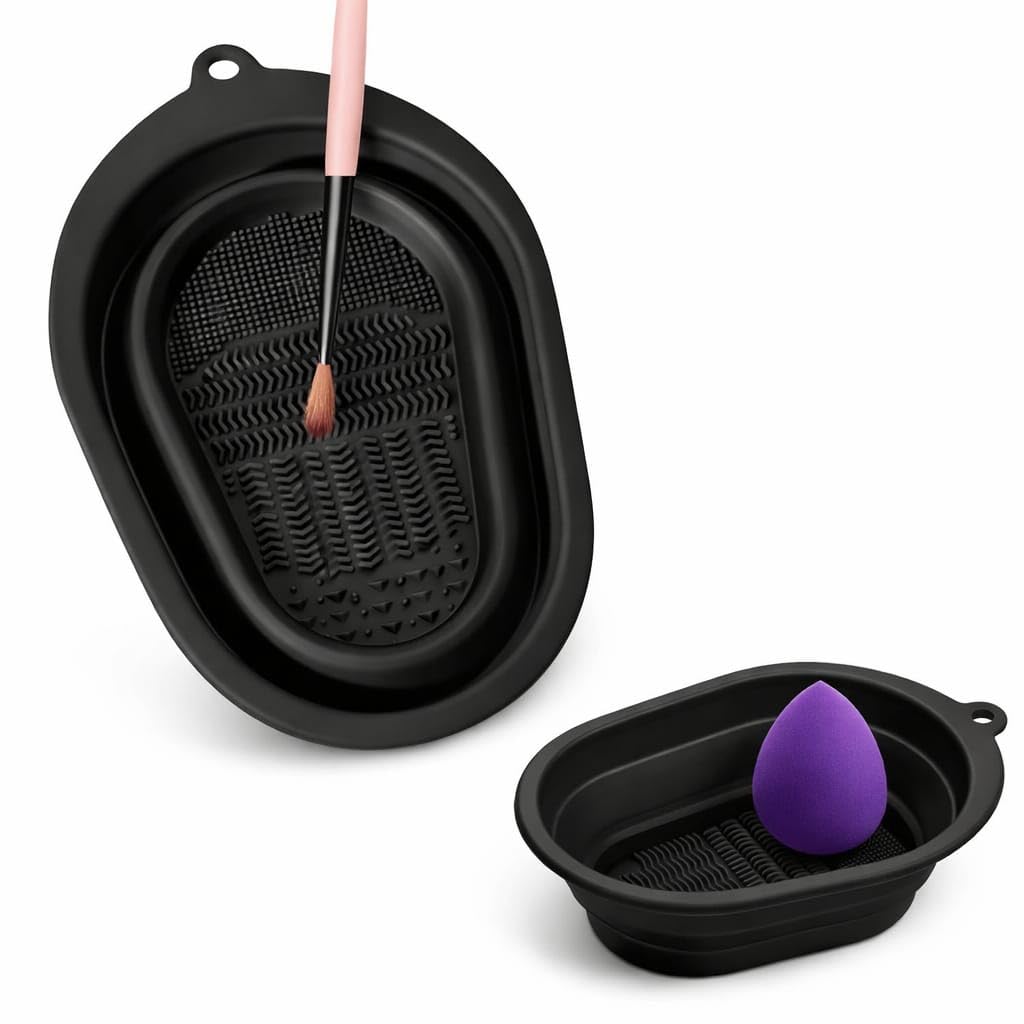 Makeup Brush Cleaner Bowl Silicone Cleaning Pad with Textured Surface Cosmetic Brush Washing Tool or Beauty Tools Cleaning and Care-image-2
