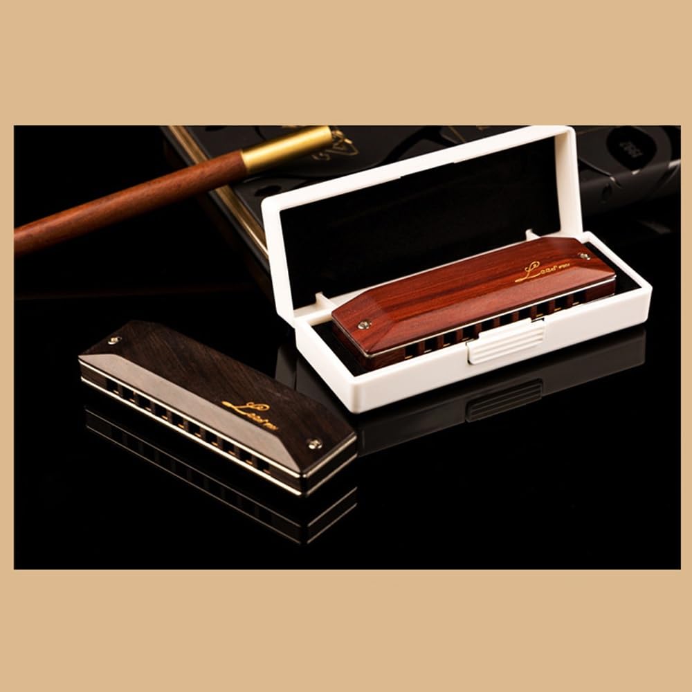 Harmonijka z 10 otworami wykonana w całości z drewna sandałowego Blues Wood, solidny korpus ksylofonu, stroik z brązu fosforowego, standardowa harmonijka dla dorosłych, odpowiednia dla profesjonalistó