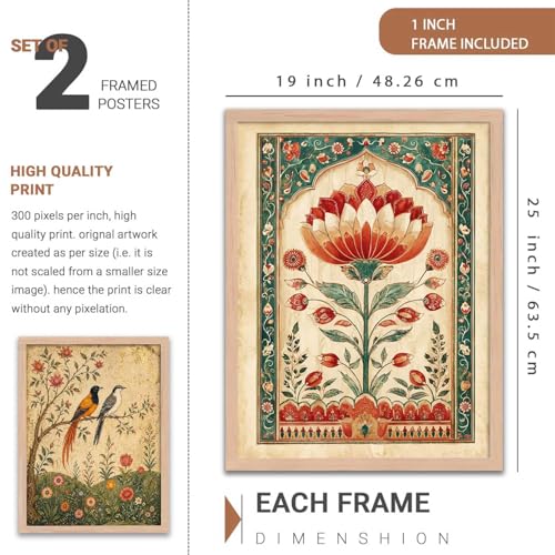 Image of kotart Traditional Art Wall Painting Home Decoration With Frame For Living Room Bed Room Hotel Wall Decor Digital Reprint Engineered Wood Set of 2 (19X25 INCH)