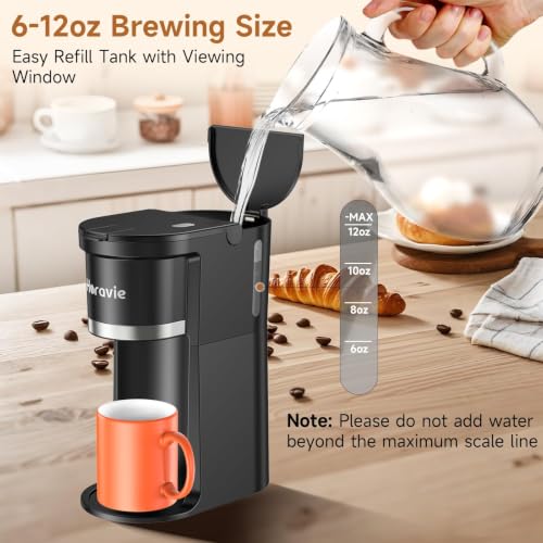 Image of Small Single Serve Coffee Maker, One Cup Coffee Machine for K-Cup & Grounds