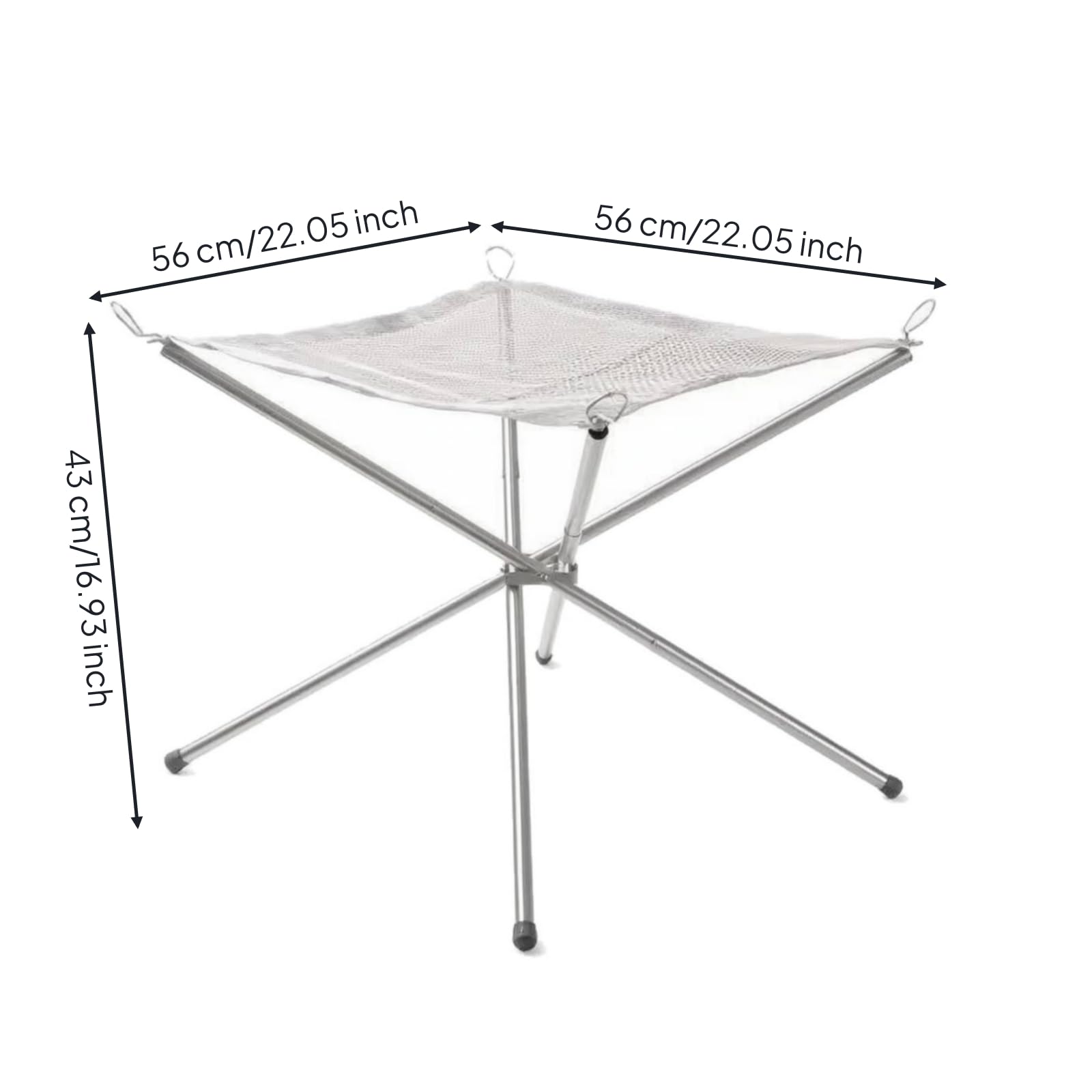 per Fuoco Pieghevole in Acciaio Inox Stabile Antiruggine per Giardino, 56x56x43CM
