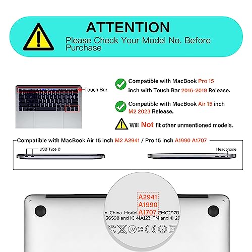 Image of Mosiso MacBook Pro 15 PU Leather Case 2017 / 2016 Release A1707, Book Folio Stand Cover with Clear Straps at Top Corners for Newest MacBook Pro 15 Inch with Touch Bar, Black