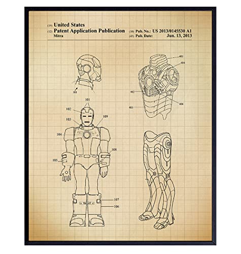 Product Image of the Original Superheroes Patent Wall Art Print, Home Decor - Room Decorations and Gift for Men, Stan Lee, Superhero, Comic Book Fans - Kids, Boys, 8x10 Unframed