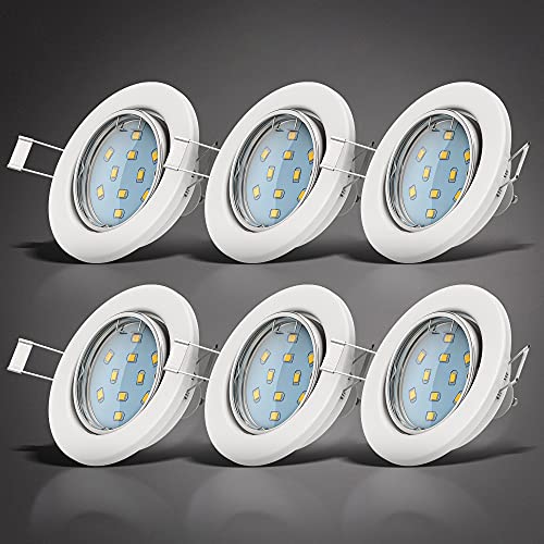 Spot LED encastrable orientable B.K.Licht lot de 6 blanc gu10 3w
