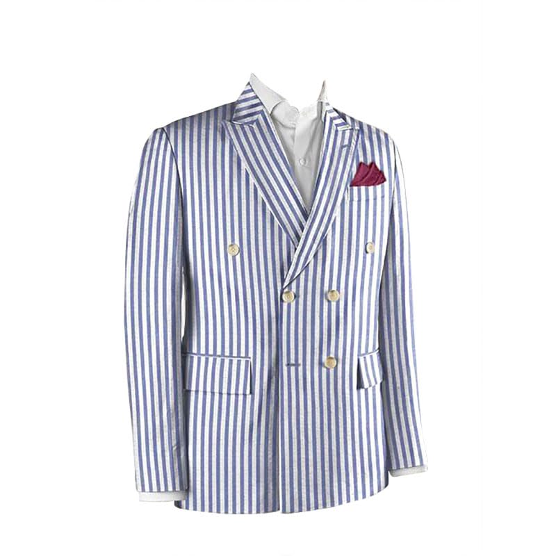 Seersucker Casual Grooms Wedding Formal Striped Lightweight Summer Beach Mens Slim Fit Blazer Jacket Pants Suits3