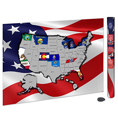 Scratch Off USA Map Poster | USA Flag Scratch Map | Scratch Off Travel Gift | Extra Large 35