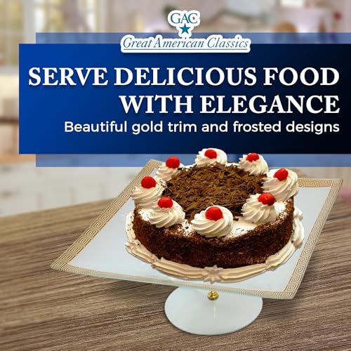Square Cake Stand – 13-Inch Tempered Glass Cake Holder with Gold Trim, Chip-Resistant, Durable & Dishwasher Safe, Dessert Stand for Parties, 6-Inch High - Image 8