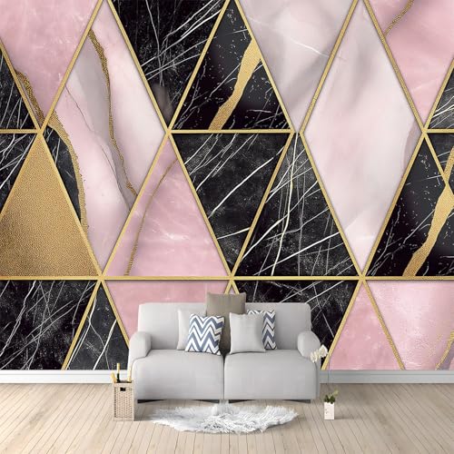 Arte de Pared Rayas Geométricas De Mármol Murales Personalizados, Arte Decorativa Papel Tapiz Fotográfico para Habitación de Niños Sala de Juegos 200 x 140 cm, Arte de Papel Tapiz Efecto 3D