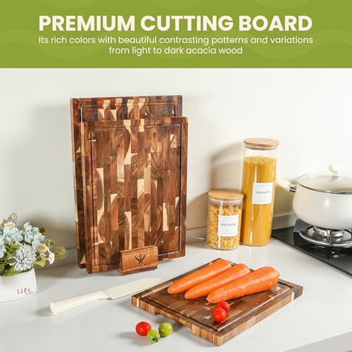 Juego de 3 tablas de cortar de madera de acacia miniatura 6