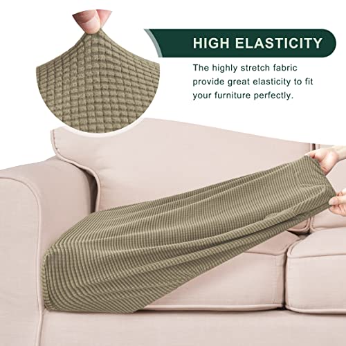 Chun Yi Stretch Loveseat Couch Cushion Cover Suitable For 2 Settee, Sofa Seat Slipcover With Spandex Jacquard Fabric(Medium,Sand) #TOP2