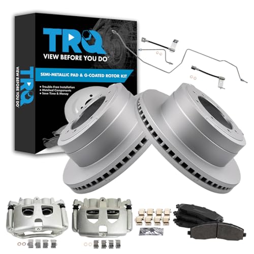 Image of TRQ Brake Pad & Rotor Kit Semi-Metallic Compatible with 2017-2019 Ford F-350 Super Duty