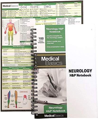 Neurology H&P Pocket book Medical Historical past and Bodily pocket book, 100 medical templates with perforations