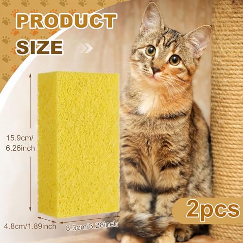 Image of 2 Pack Pet Hair Remover Sponge Cat and Dog Hair Sponge Rubber Pet Fur Lifter Removal Tool, Remove from Furniture, Carpet, Bedding, Clothing, 6.26 x 3.28 x 1.89 Inch (Yellow)