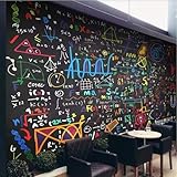 XLMING Retro Nostálgico Pizarra Colores Fórmulas Matemáticas 3D Papel Pintado Pared Premium Textura Seda Estudio Comedor Vinilos Dormitorio Sofás TV Cocina-400cm×280cm