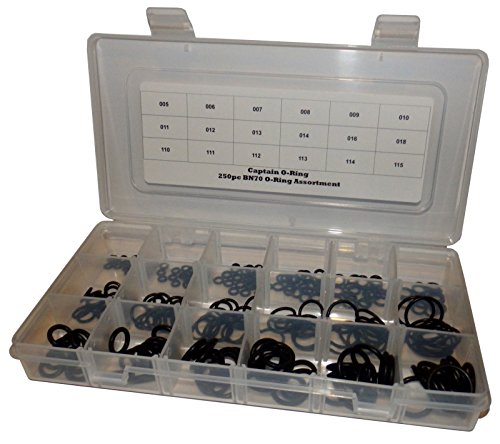 Captain O-Ring - 250pc Universal SAE O-Ring Assortment Set Kit (Made in USA, Higher Quality O-Rings)