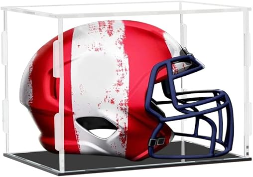 Mini Helmet Display Case Football Stand Holder Clear Acrylic Box Square Case Protected Cabinet UV Protection Storage Cover Collections