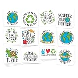 Classroom Temporary Tattoos/For Schools - Maths - ASL - Science - STEM/Educational Supplies/Skin Safe/Removable (Earth Day 48pk)