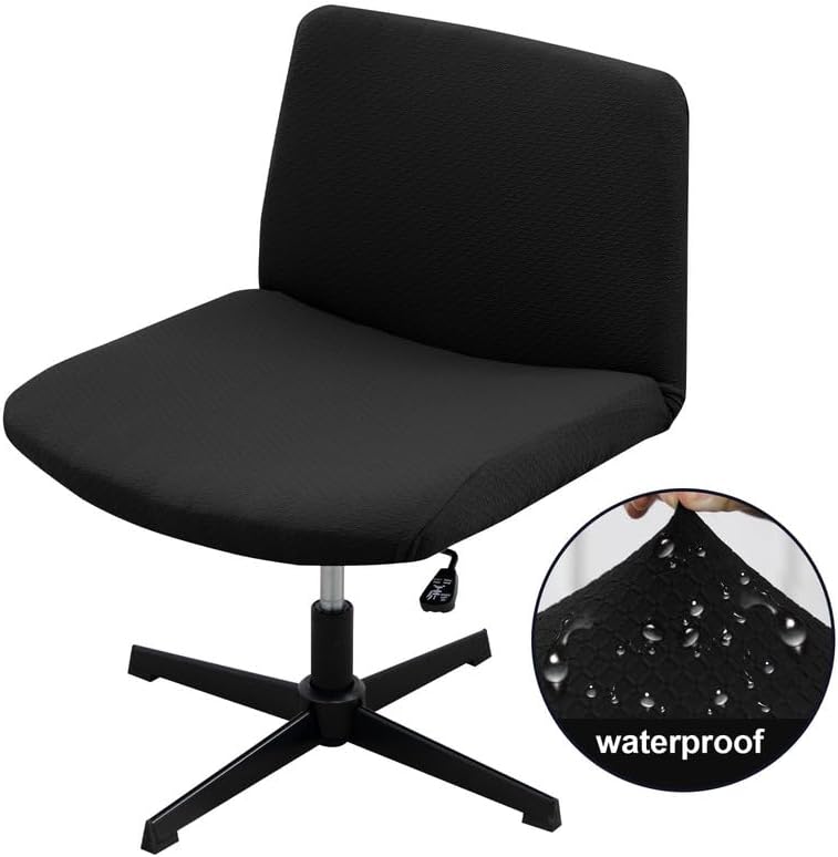 TOPCHANCES Armless Chair Slipcover,Waterproof Criss Cross Chair Cover,Office Desk Chair Covers Stretchable,Mid Back Wide Seat Accent Chair Covers Without Arms for Computer Task Vanity Chairs